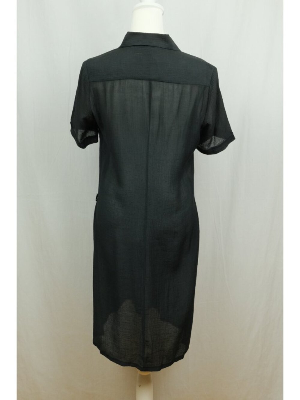 Antoine Lili Paris Shift Dress Black Size 2 Minimalist Workwear Button-Up - Picture 5 of 6